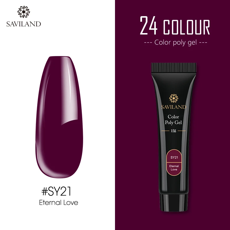 15ml SY21 SAVILAND цветной полигель для наращивания пальцев 24 Цвета УФ-гель для быстрого наращивания 30 г/15 г полигель-лак для ногтей Твердый Гель-лак для ногтей - Цвет: 15ml SY21