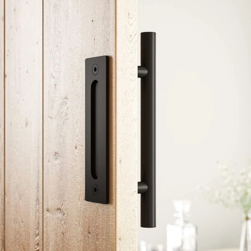 Hardware Sliding Barn Wooden Door Handle Set With Screw Pull And Push Cast Iron