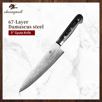 

9 Inch Butcher Chef Gyuto Knife VG10 Damascus Steel Kitchen Cleaver Knives Sharp Japanese Slicing Meat Vegetable Chef Knife