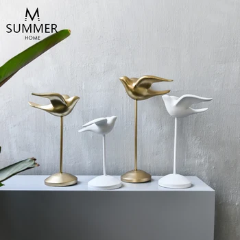 

Nordic Abstract Golden Bird Resin Ornament Crafts Animals Modern Art Minimalist Sculpture Home Decoration Accessories MM60XBJ