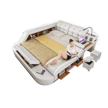 Modern Bedroom furniture multi-functional leather massage bed bedroom sets