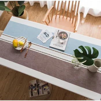 

7 Sizes Japanese-Style Striped Tablecloth Tassel Rectangular Table Cloth Embroidered Coffee Table Cover Towel Kitchen Home Decor