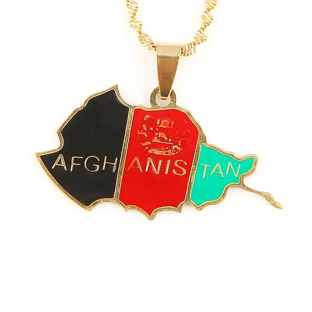 halskette schmuck edelstahl emaille afghanistan karte flagge