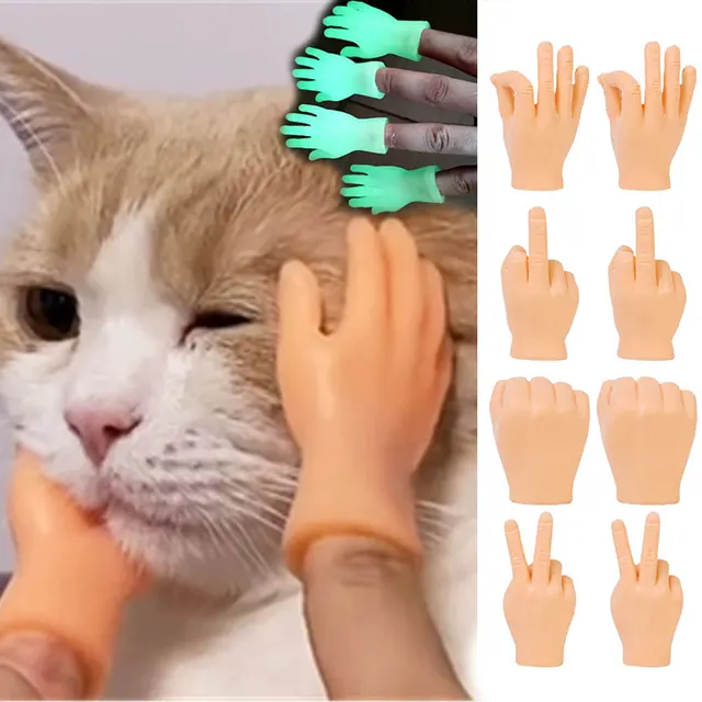 6 Type Adult Kid Novelty Toys Funny Finger Fidget Small Luminous Hand Palm Tease Cat Pet Gags Joke Party Halloween Cosplay Props 1