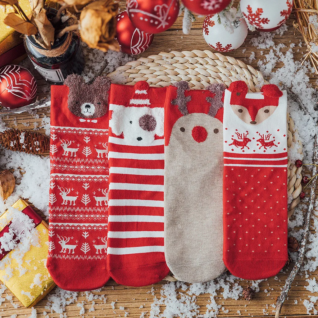 Модные рождественские Носки до бедра 4 пары взрослых унисекс Носки хлопок Рождество новинка толстые теплые Носки детские Носки