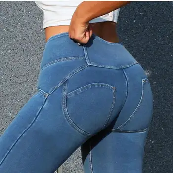 

Melody Light Blue Jeans Leggings Butt Lifting Skinny Zipper Fly Denim Legging With Yellow Stitching Jeggings For Women