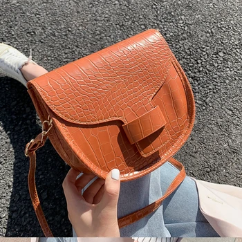 

Vintage Alligator Saddle Bags Ladies Clutch Bags PU Leather Crossbody Bags for Women 2020 Travel Handbag Shoulder Messenger Bag