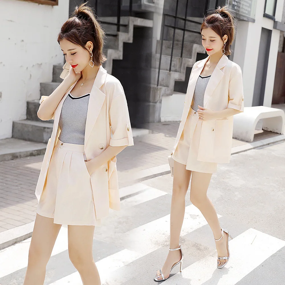 

Summer Wear Online Celebrity Shorts Set 2019 New Style French Non-mainstream Two-Piece Set Small Suit Korean-style Western Style
