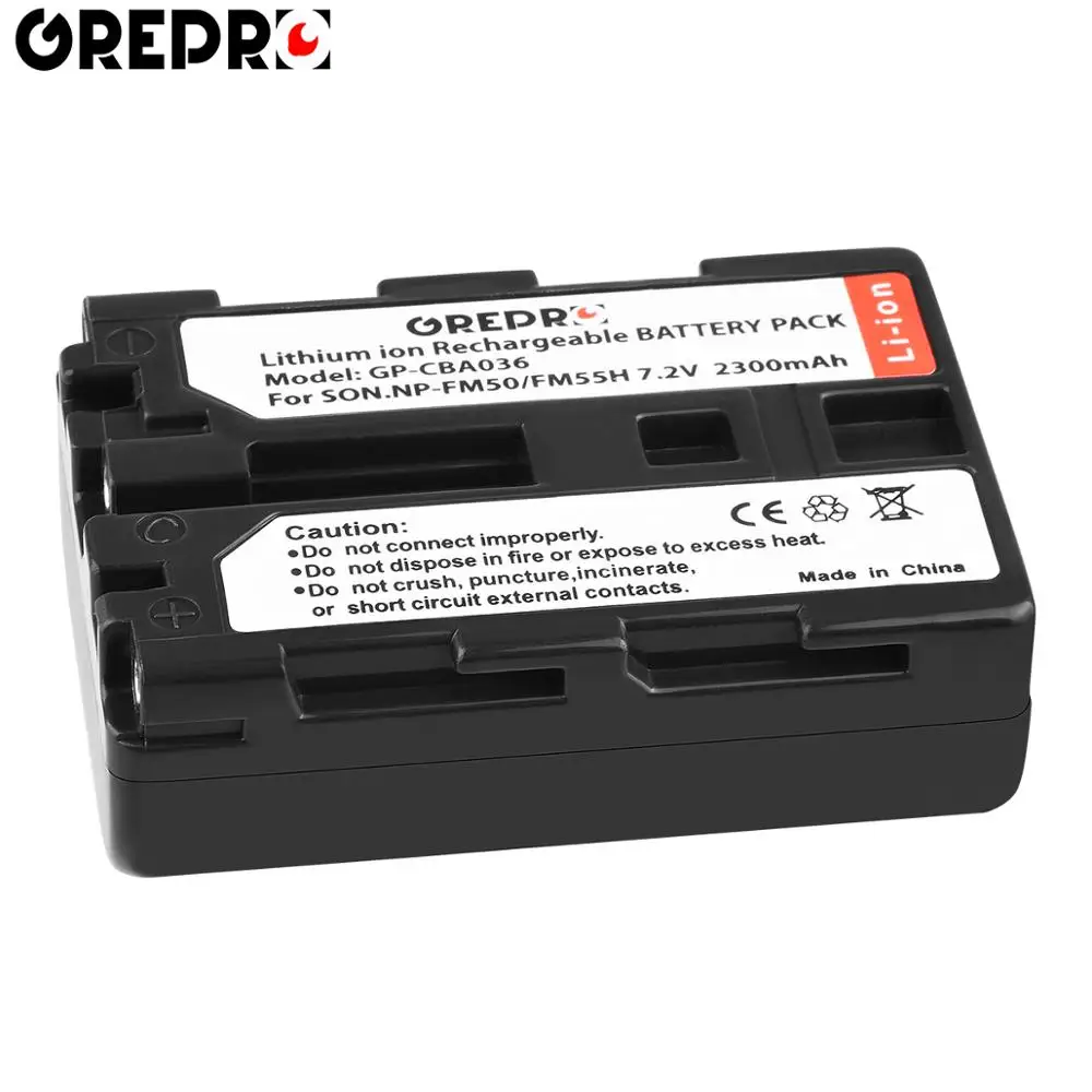 1 battery GREPRO NP-FM50 NP FM50 2300 мА/ч, Перезаряжаемые Камера Li-Ion Батарея для sony Альфа A100 DSLR-A100 CCD-TRV408 DCR-PC105 DSC-S85 - Цвет: 1 battery