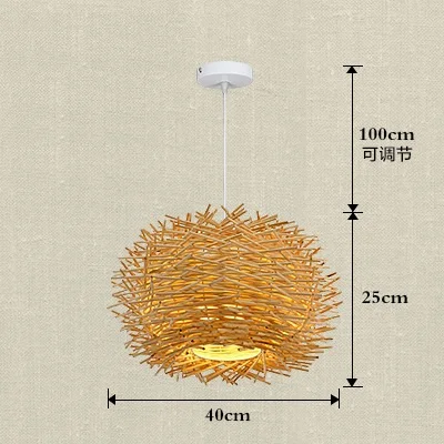 Ручной работы птица подвеска гнездо свет Плетеный Деревянный Отель Ресторан столовая кафе бар скандинавский ротанга люстра модерн подвесная подвеска - Цвет корпуса: dia40cm wood color