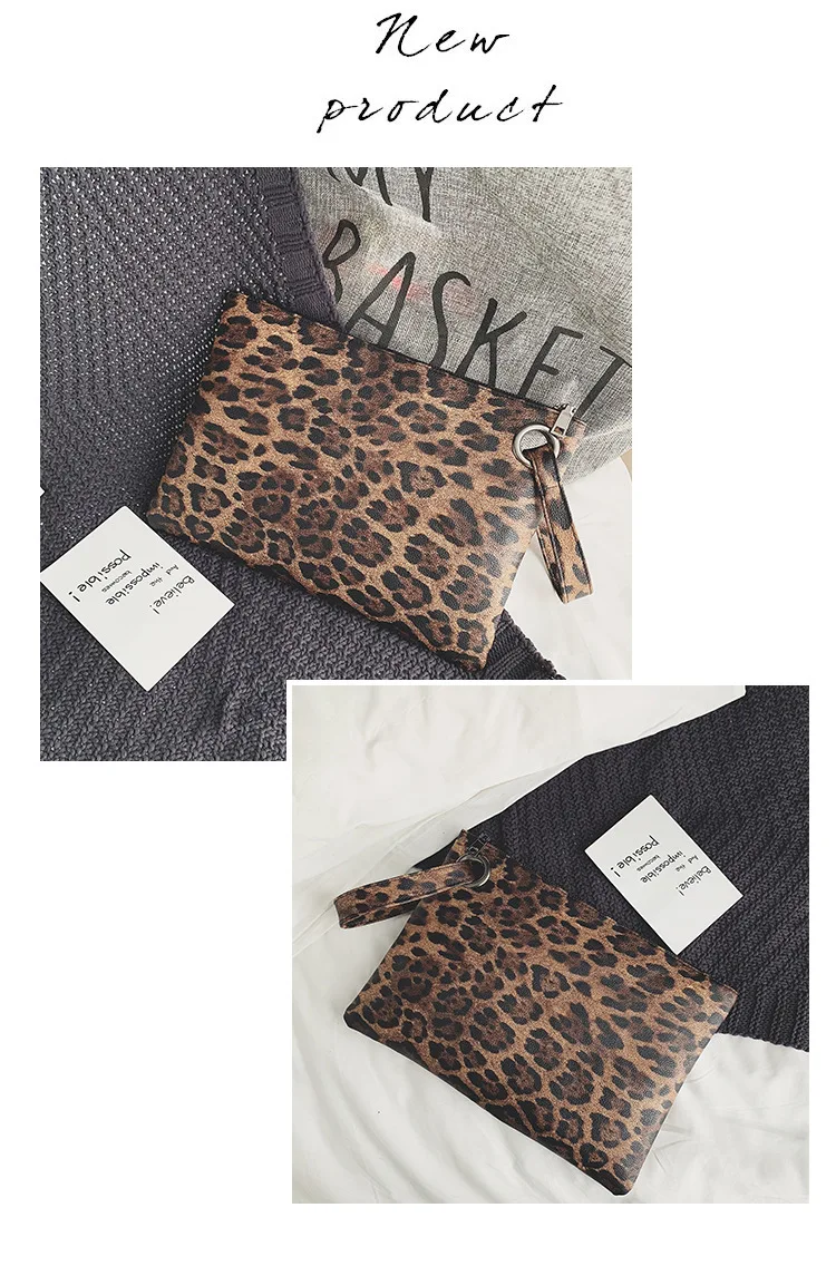 Casual Bags for Women Animal Print Leopard Clutch Female Fashion Design Leather Wallet Messenger Bag Ladies Elegant Handbag