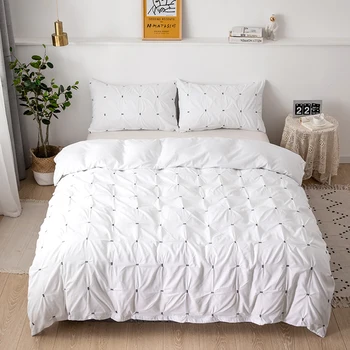 

Solid 3D Lattice Printed Bedding Set Queeen King Size Duvet Cover Pillowcase 2/3 pcs Set Simple and Elegant Beddings Bed Linen