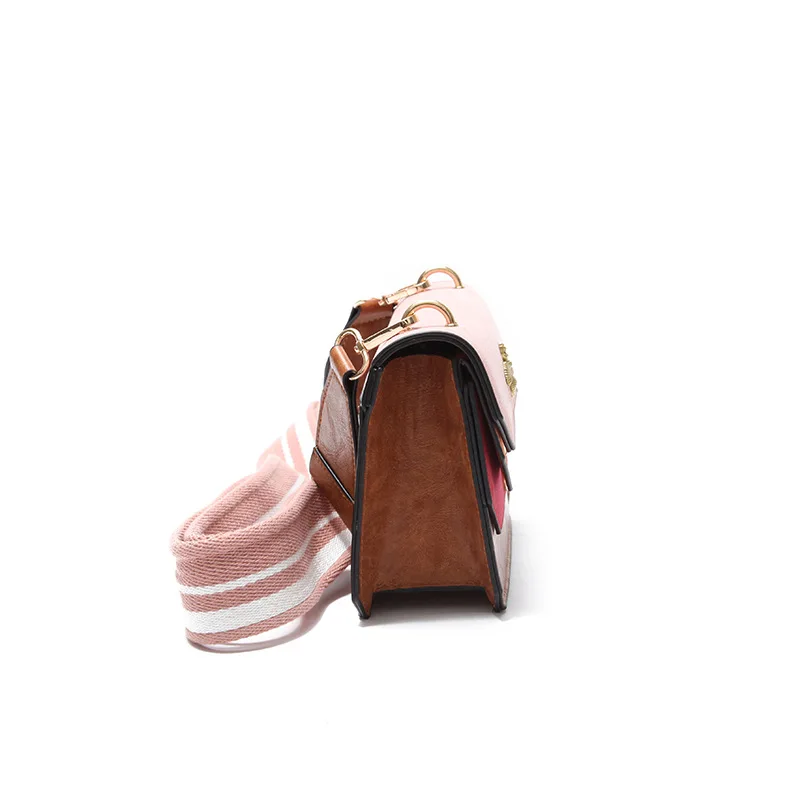 

2019 New Style Dull Polish Small Square bao cai Callistemon Contrast Color Small Bee Shoulder Oblique WOMEN'S Bag