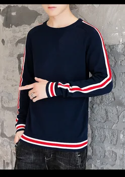 

Men 2020 Winter Casual Knitted 100% Cotton Striped Sweaters Pullover Men Autumn New Fashion O-Neck Sweater Coat Men 3XL