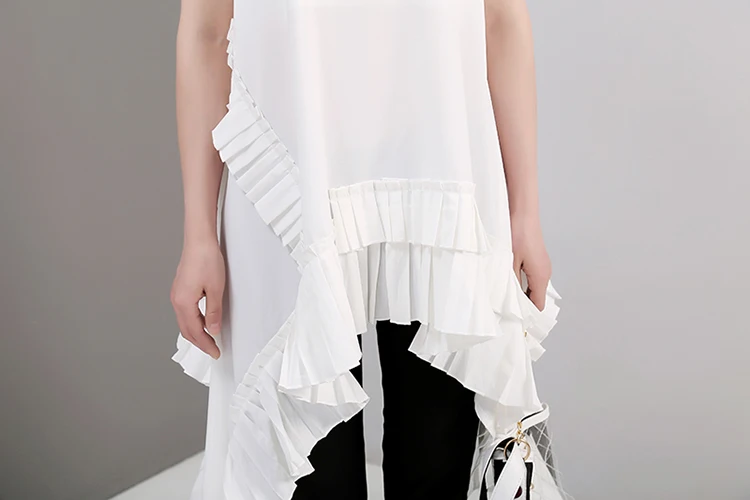 New Fashion Style Irregular Sleeveless Ruffles Hem Blouse Fashion Nova Clothing