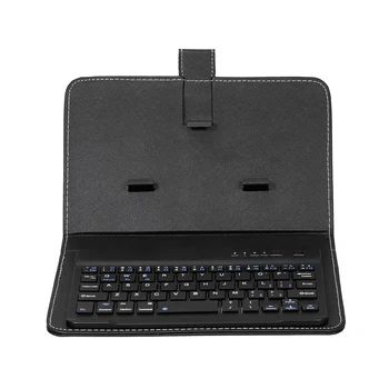 

Portable PU Leather BT Wireless Keyboard with Protective Case Cover For 4.5-6.8inch Mobile Phones Black Keyboard