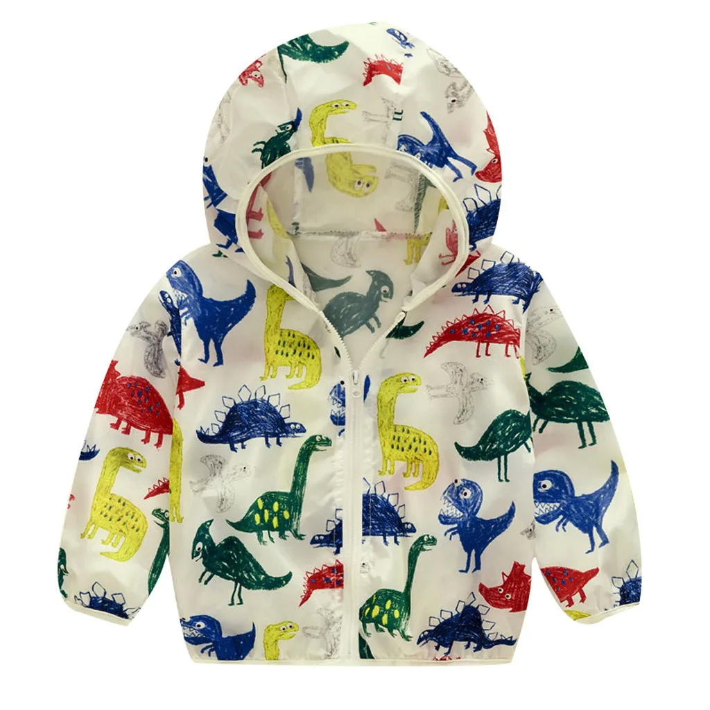 1-5Y Baby Jackets Summer Sunscreen Toddler Kids Baby Grils Boys Jacket Long Sleeve Cartoon Print Zipper Hooded Outerwear Clothes baby jacket