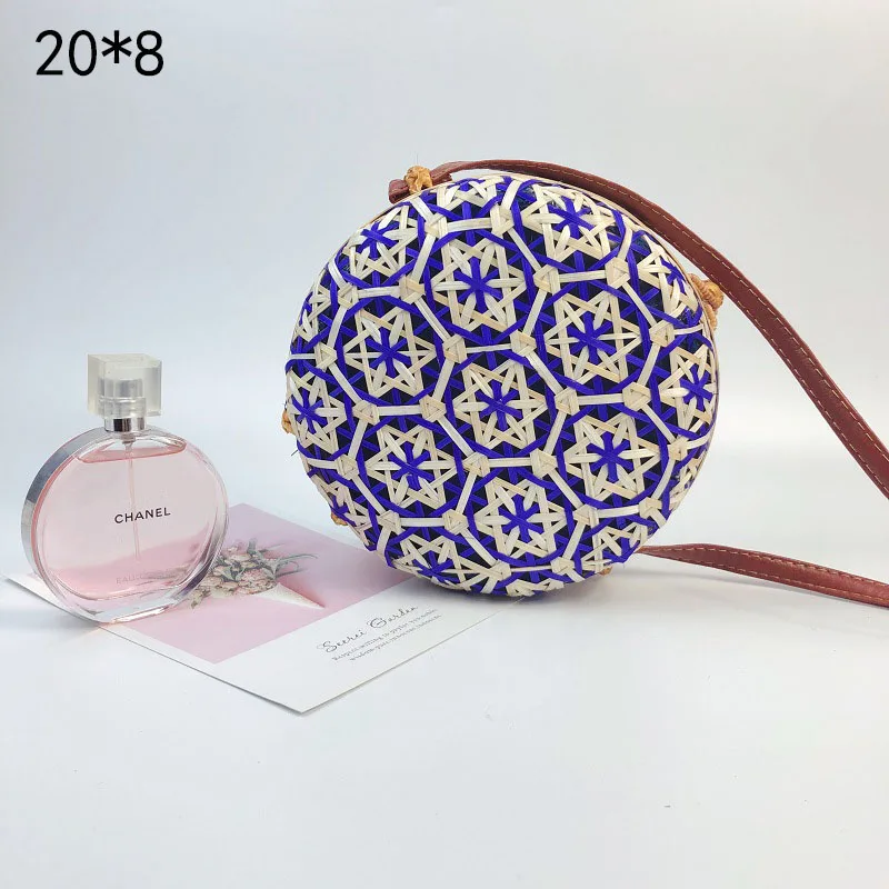 BT903purple Женская сумка из ротанга ручной работы,Новая вьетнамская сумка ручной работы в стиле плетеная круглая модная европейская и американская сумка через плечо - Цвет: BT903purple