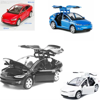 

Kids Toys 1/32 Tesla MODEL X 90 Alloy Car Models With Sound Light Pull Back Collectible