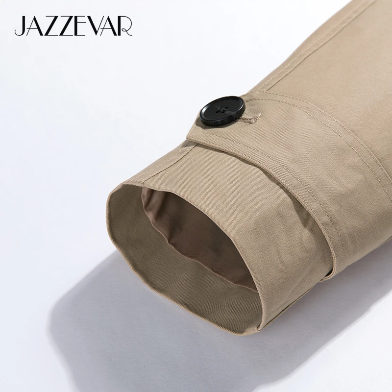 JAZZEVAR 2019 Новое поступление осенний плащ хаки пальто для женщин хлопок промывают