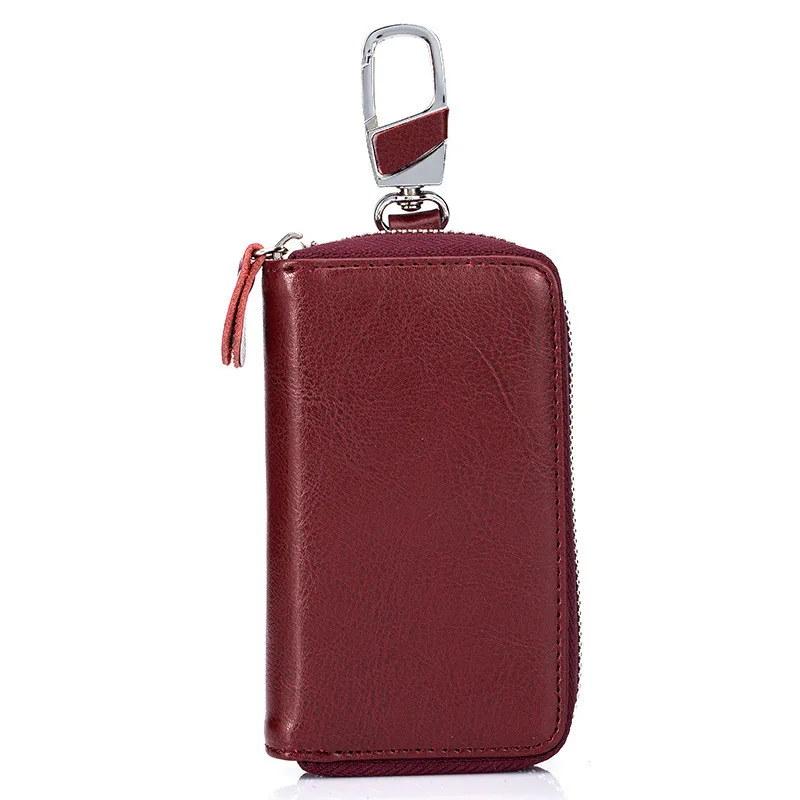 Женщин ключ кошелек из натуральной кожи; закрытые ключ с цепочкой, на молнии для девочек, ключница для ключей брелок для ключей Бумажник Чехол женский брелок для ключей сумка портмоне