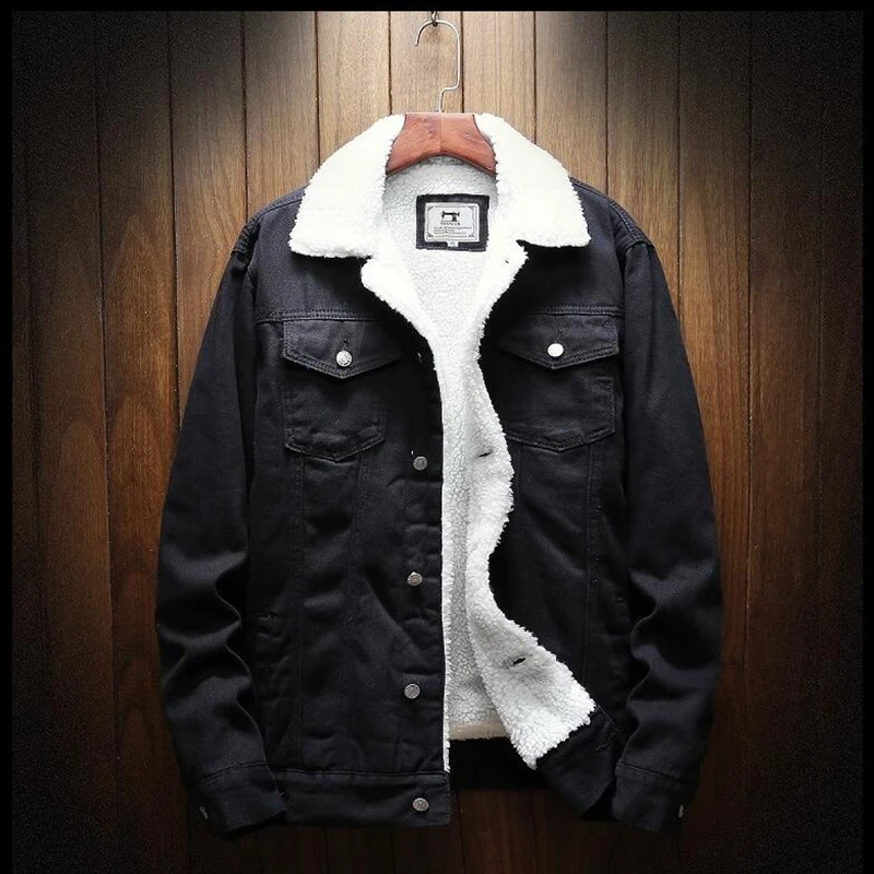 Online 2019 chaquetas de Jean de invierno azul claro para hombres abrigos de mezclilla calientes nuevas chaquetas de mezclilla de invierno de gran tamaño para hombres chaquetas de mezclilla de invierno más gruesas