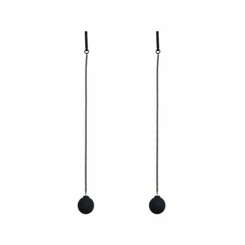 

Charm Long Tassels Black Ball Drop Dangle Tassel Chain Earrings Threader Party Earrings Women Temperament Jewelry Gifts