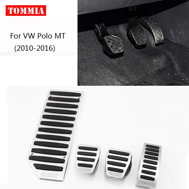 tommia Aluminum Footrest Gas Brake Pedals Pad kit For VW polo AT MT
