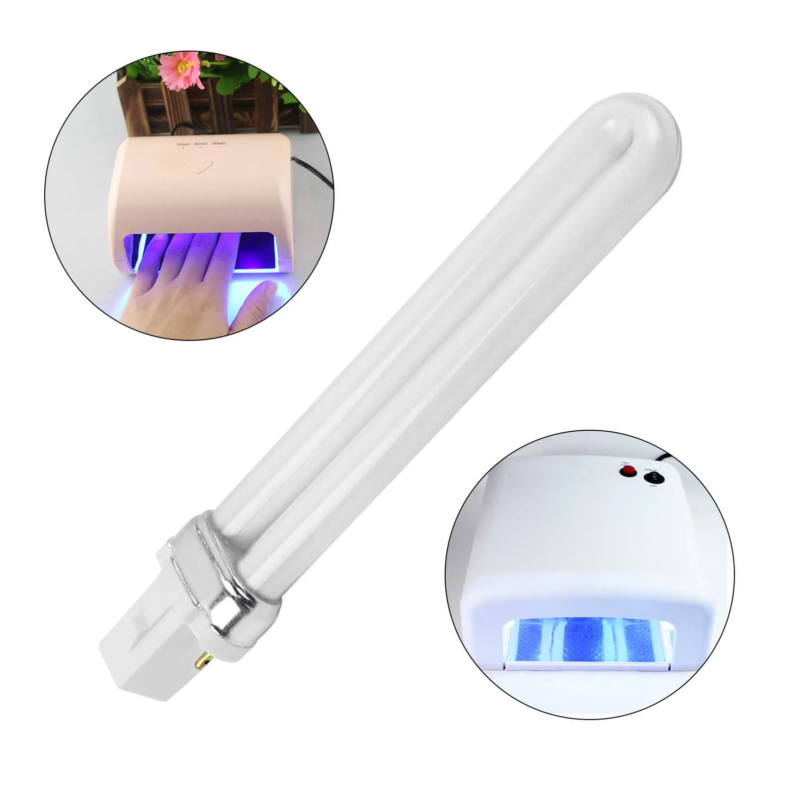 9W Nail Dryer UV Lamp U-Shaped 365nm Lamp Light Tube UV Bulbs Gel Nail Art Gel Dryer Replacement Curing Nail Bulbs Salon Tools