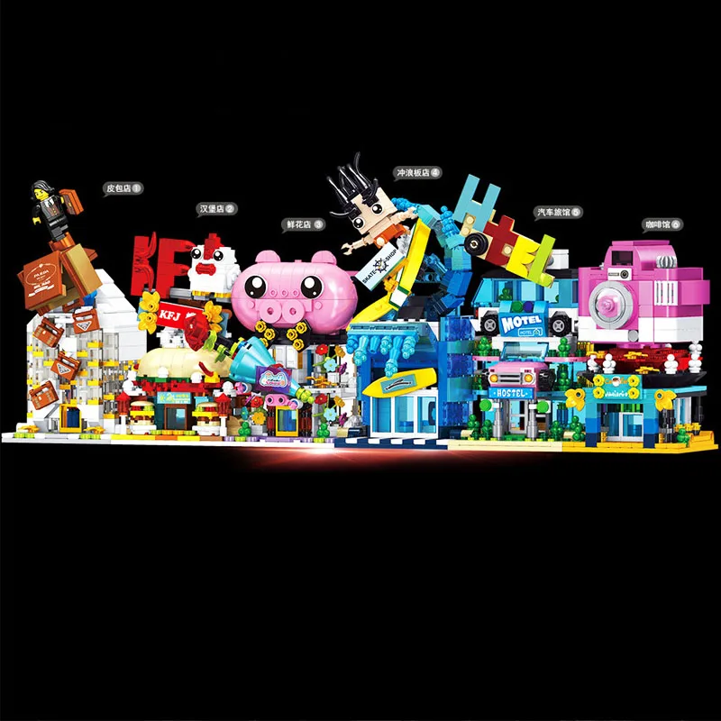 

City Street Series Friends Hotel Flower Coffee Shop Store Compatible City Architecture Building Blocks Toys for Children Gift