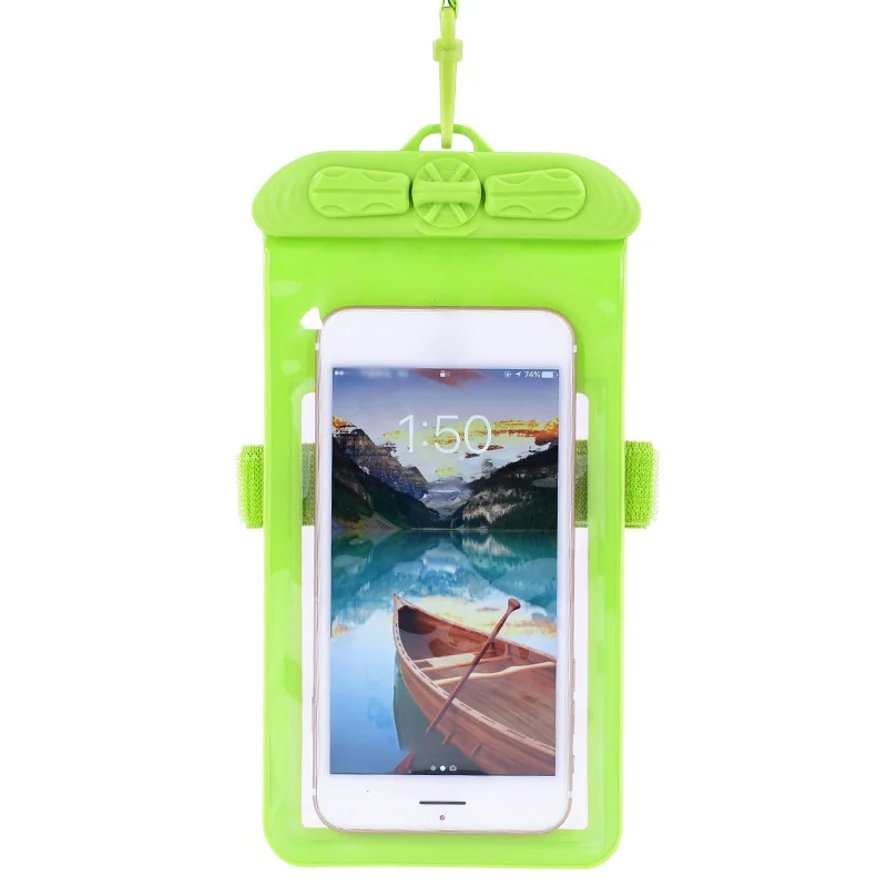 Водонепроницаемый мобильного телефона повесить плавательный сумка с тачскрином мобильных телефонов чехол для серфинга дайвинга, Одежда для пляжа, размеры s и m - Цвет: Green S
