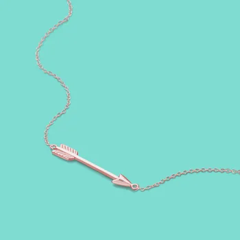 

Cupid S925 Silver Necklace Women's Arrow Pendant Design Interlocking Chain 17.7" Length Rose Gold Fine Jewelry for Femal Collier