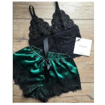 

Sexy Pajamas Women Plus Size Lace Summer Sleepwear Satin Sleep Tops Lingerie Dropship Pyjamas Women Pijama Sexy Nightwear 3xl