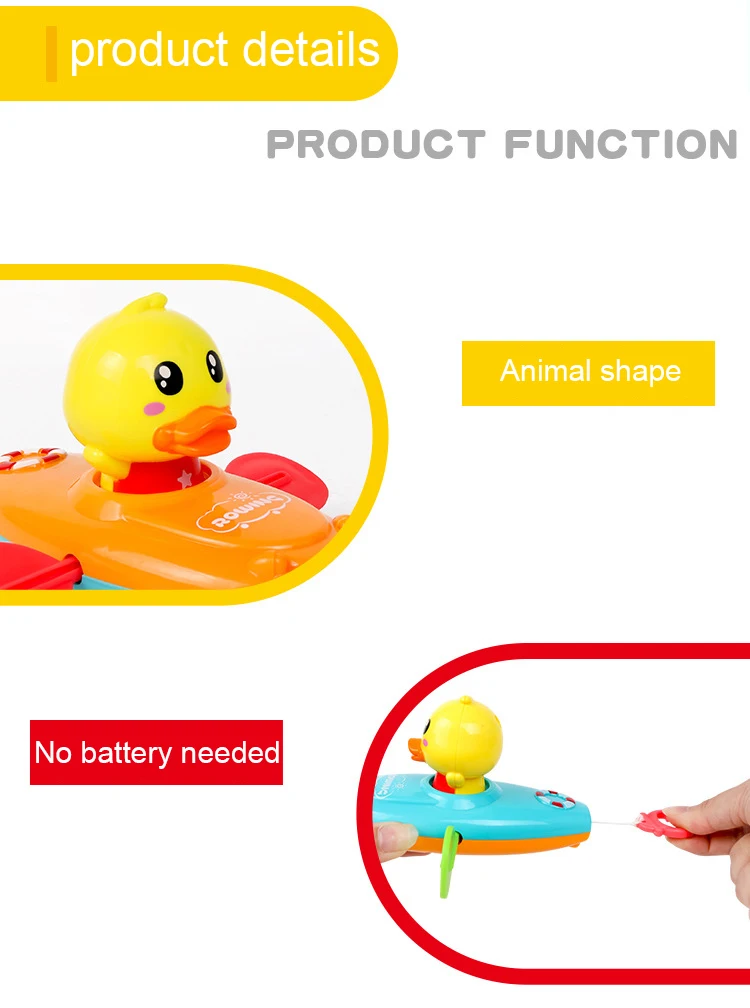 1 pcs Cute Cartoon Duck Bath Toys Classic Water Toy Back Rowing Boat  Baby Bathing Swim Duck Chain Clockwork Toy for Children Baby & Toddler Toys near me