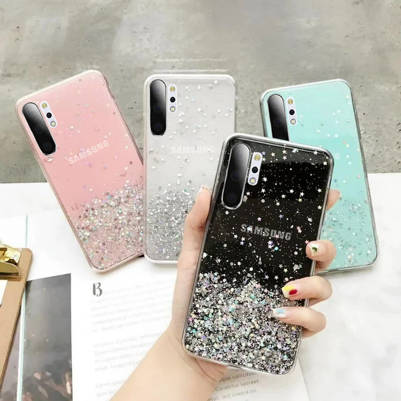 Luxury Glitter Star Case For Samsung Galaxy A31 A51 A71 A70 A50 A10 A20 A30 A80 A90 S10 S20 S21 S9 S8 Plus S10 E TPU Cover Case