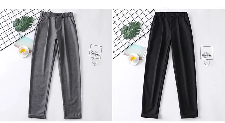 Новые женские офисные женские прямые брюки из органической кожи свободные хлопковые брюки с эластичной резинкой на талии брюки большого размера casual женские повседневные брюки