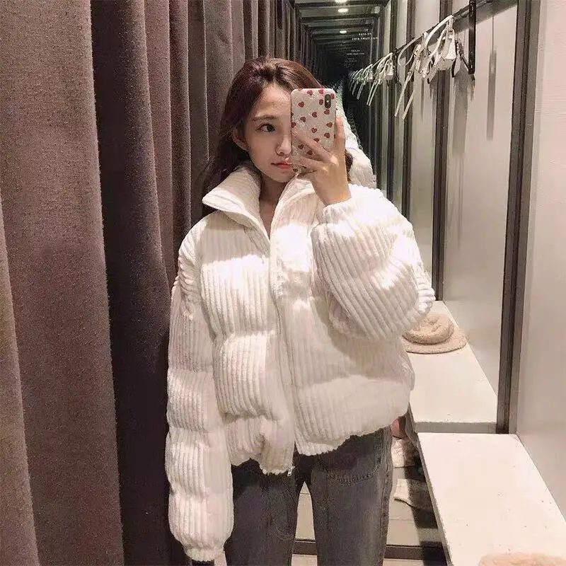 Beige Зимняя женская модная однотонная Вельветовая куртка, женская верхняя одежда, пальто, женская Ретро куртка, повседневное пальто, верхняя одежда 0 - Color: Beige