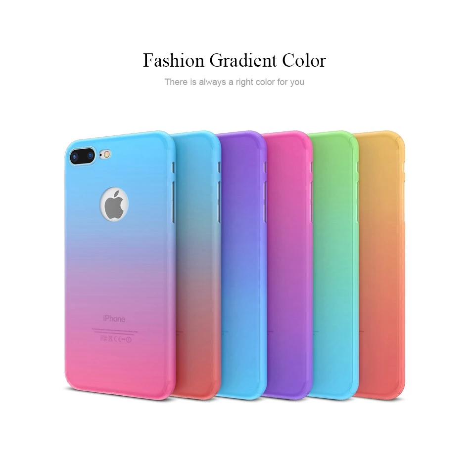 Чехол для iPhone 7, 6 S, 6, 360 градусов, с полным покрытием, градиентный, карамельный цвет, чехол для девочек, чехол для iPhone 7, 6s, 6 Plus, чехол