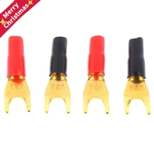 4 шт. Позолоченные тюнинговые вилки Banana Y Spade Plug Solderless Акустический кабель мощность терминалы Разъемы