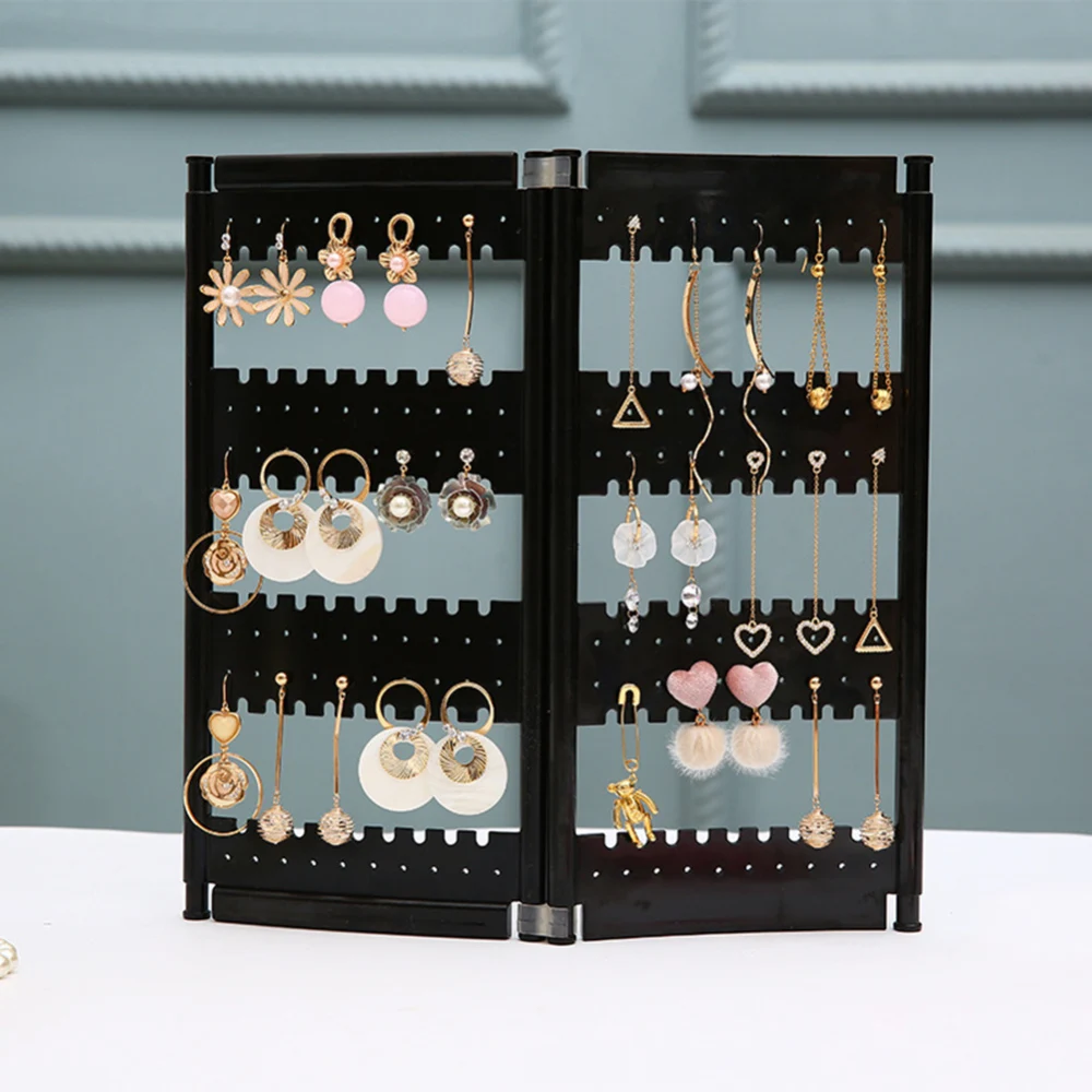 

Creative Folding Screen Earring Jewelry Display Stand Holder Case Earrings Ear Studs Necklace Display Rack Multifunctional New