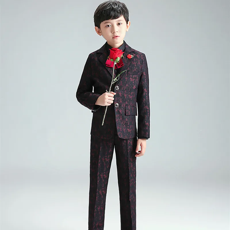 

Children Formal Suit Sets Flower Boys Blazer Tuxedo Wedding Baptism Costume Kids Coat Pants Shirt Vest Tie 5Pcs Clothes Outfit