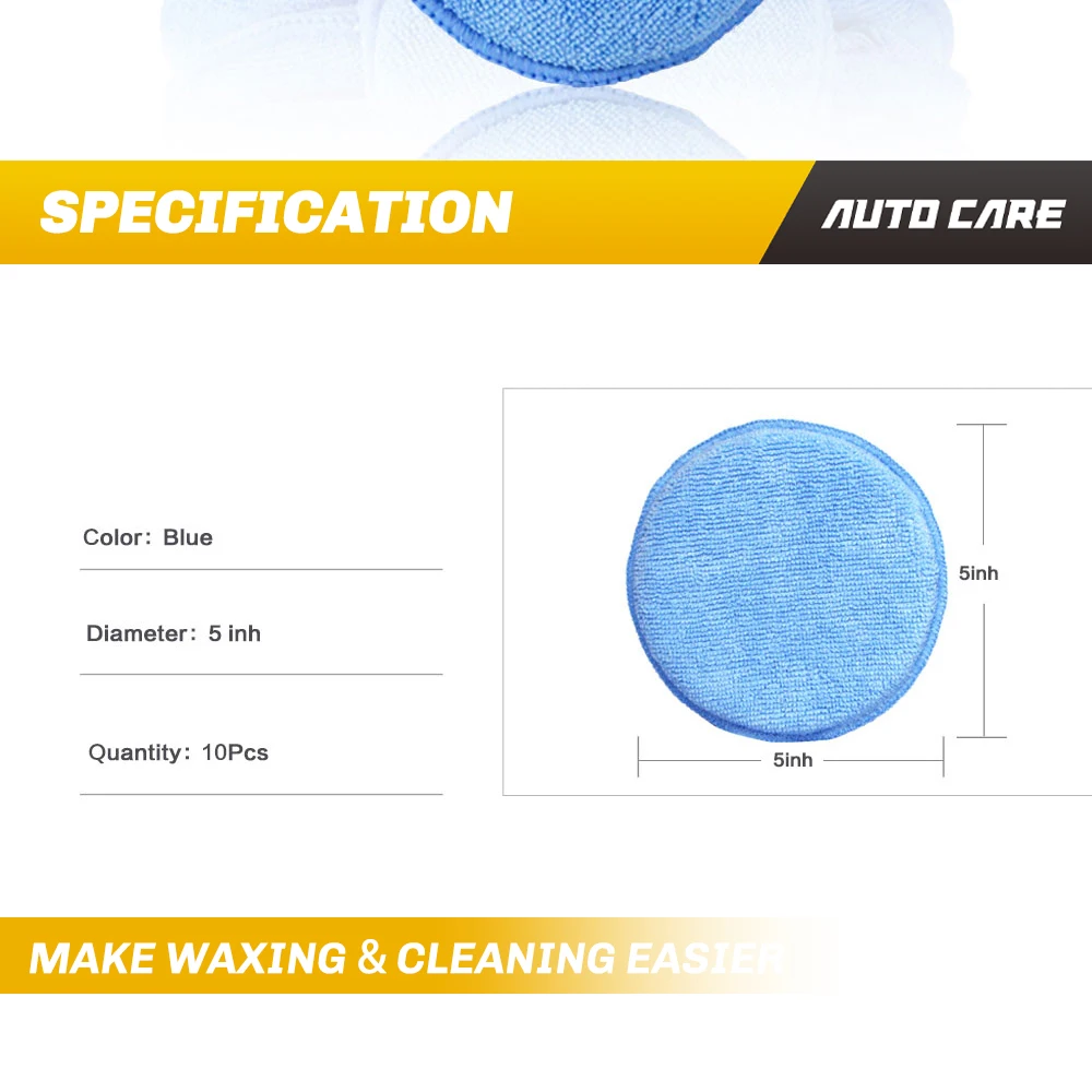 nu finish car polish Microfiber Wax Applicator Pad 10pcs 5" Diameter Ultra soft Microfiber with Finger Pocket Polish Car Wax Apply Remover Buff Pads best car wax