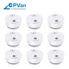 CPvan SM01 9pcs/Lot Smoke Detector 10 Years Battery Life EN14604 CE Certified Fire Alarm Systems Photoelectric Sensor rookmelder