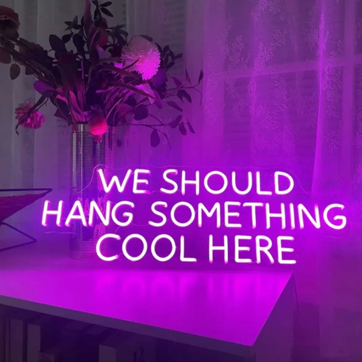 

We Should Hang Something Cool Here LED Neon Signs for Room/Bar Decor,Birthday Gifts,Party Hanging