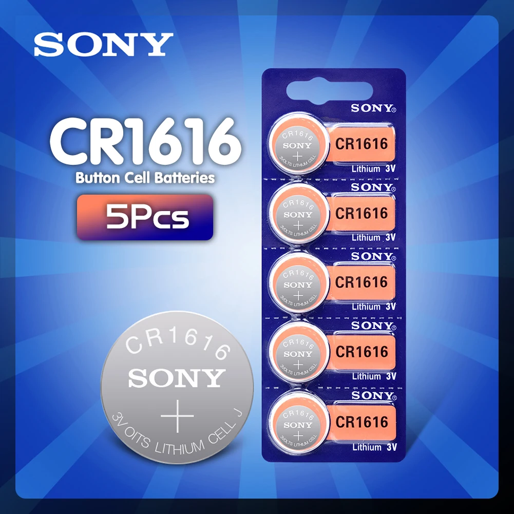 5 шт. CR1616 кнопочные батарейки SONY 100% оригинальный cr 1616 3 В литиевая батарея DL1616 ECR1616