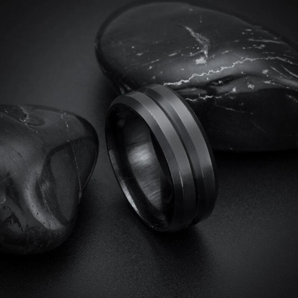 Anillo de diseño sencillo para hombre, accesorios de dedo, color morado y negro, joyería para cumpleaños