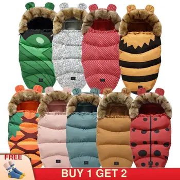 

0-24M Baby Sleeping Bag Stroller Winter Windproof Thick Sleep sacks For Infant wheelchair envelopes newborns Cocoon For Newborns