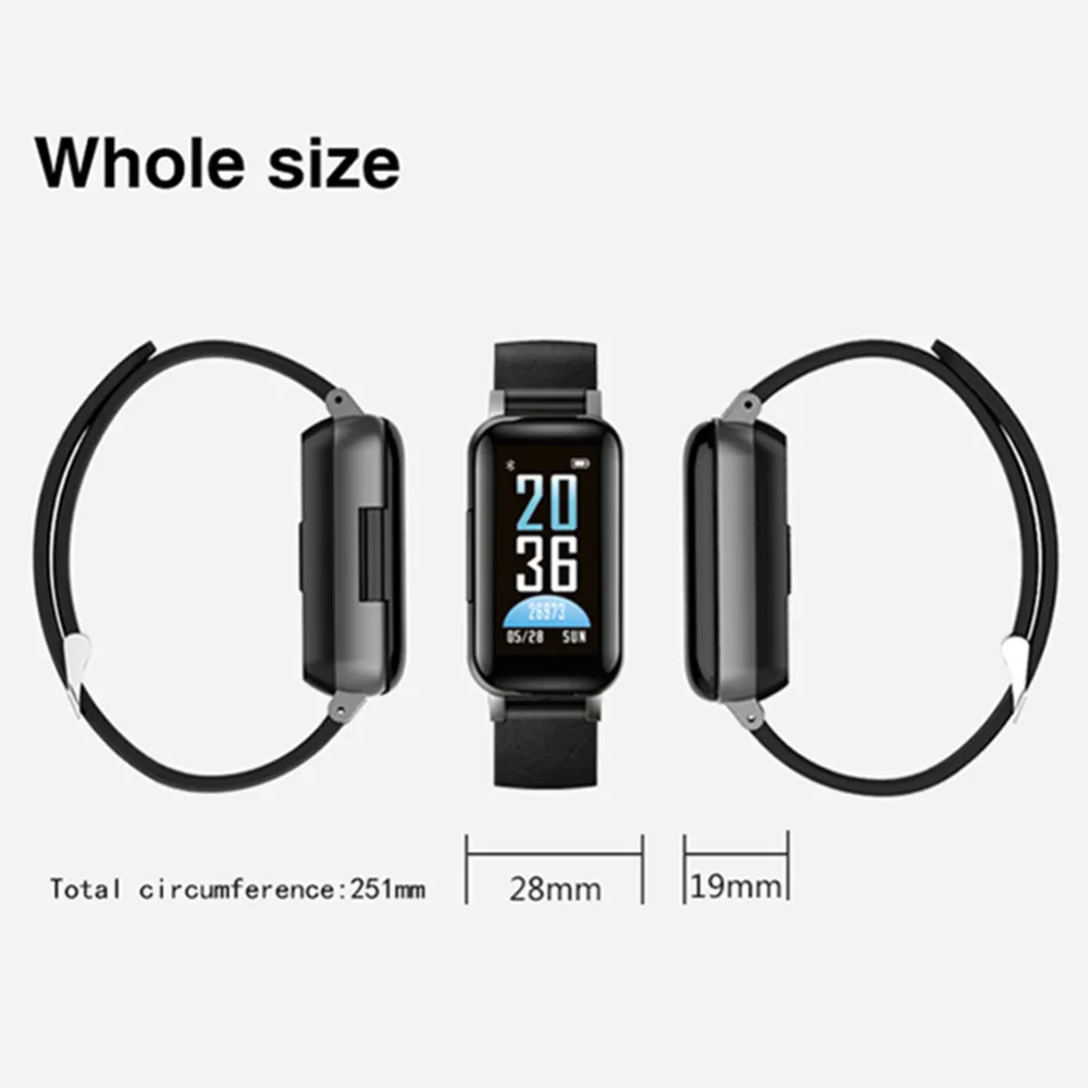 2 в 1 T89 Bluetooth Смарт бинауральная гарнитура фитнес-Браслет мониторинг сердечного ритма Смарт-спортивные часы совместимы с Android iOS