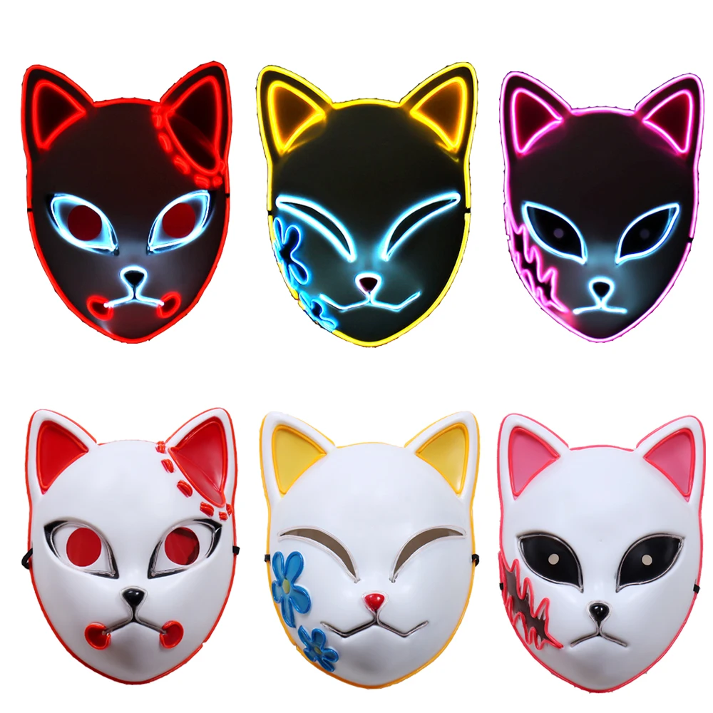 Demon Slayer Tanjirou Mask Kimetsu No Yaiba Sabito Mascarilla Anime Masks Makomo Cosplay Masques Halloween Costume Mascaras LED |