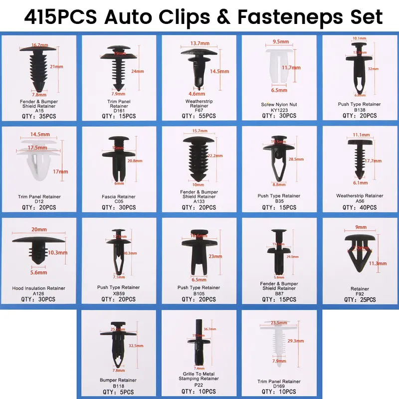 Tanie 456 sztuk klipy samochodowe zestaw ustalacz Push panel drzwi elementów złącznych wykończenia klapa błotna zestaw klipsów akcesoria do wnętrza samochodu